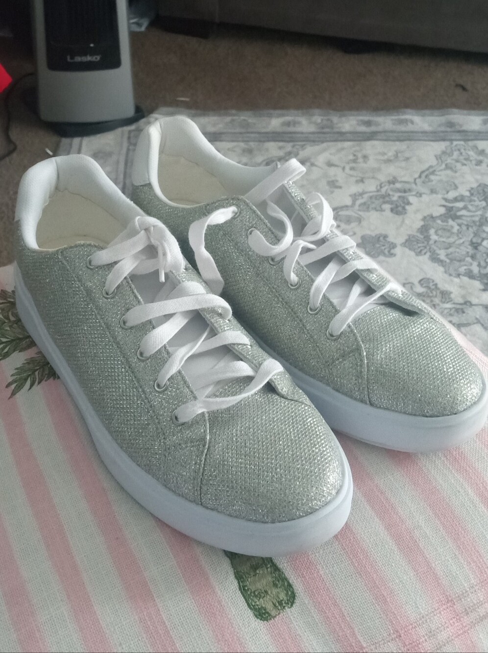 Cole Haan Women's Silver Sparkle Lace-Up Sneakers